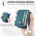 thumbnail image 6 of 2 in 1 Wallet Case for Samsung Galaxy Z Flip 5 5G, Durable PU Leather Detachable Magnetic Zipper Pouch Purse Cover for Galaxy Z Flip 5 Case with Card Slots Stand Holder,Green, 6 of 17