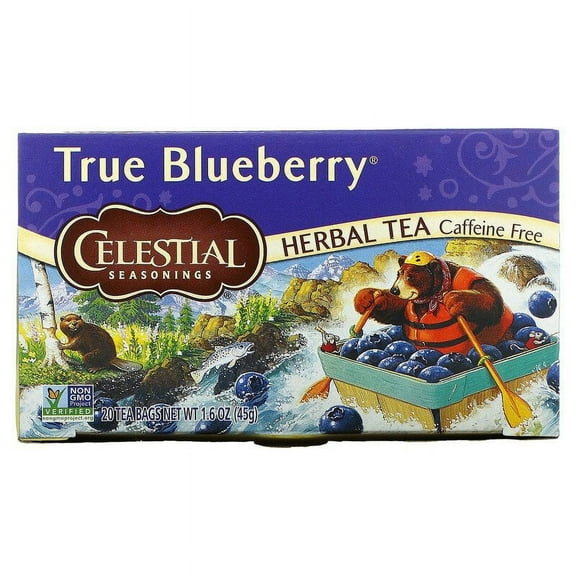 Celestial Seasonings, Herbal Tea, True Blueberry, Caffeine Free, 20 Tea Bags, 1.6 oz Pack of 3