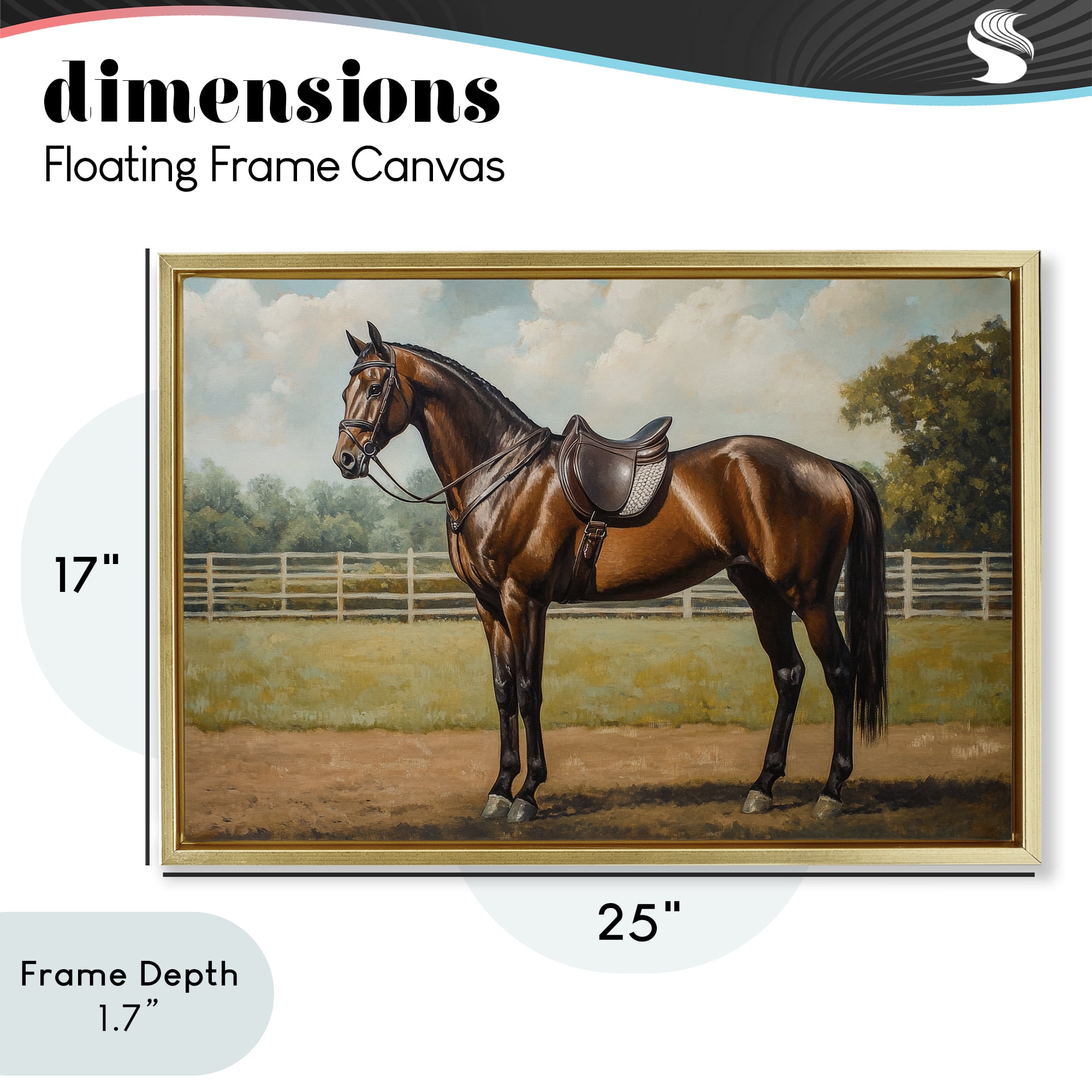 Stupell Industries Saddled & Ready For The Show Gold Framed Floater Canvas Wall Art, design by Petal Prints Design