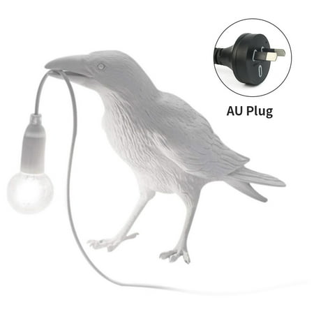 

Wall Light Home Resin Bird Wall Lamp Living Room E14 Socket Lamp Standing Bird White AU Plug Desk Light