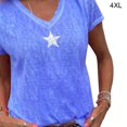 thumbnail image 1 of Camiseta Mujer Cuello en V Manga Corta Top suelto Estampado Chica Verano Top, Azul, 4XL kenally AP001862-47, 1 of 5