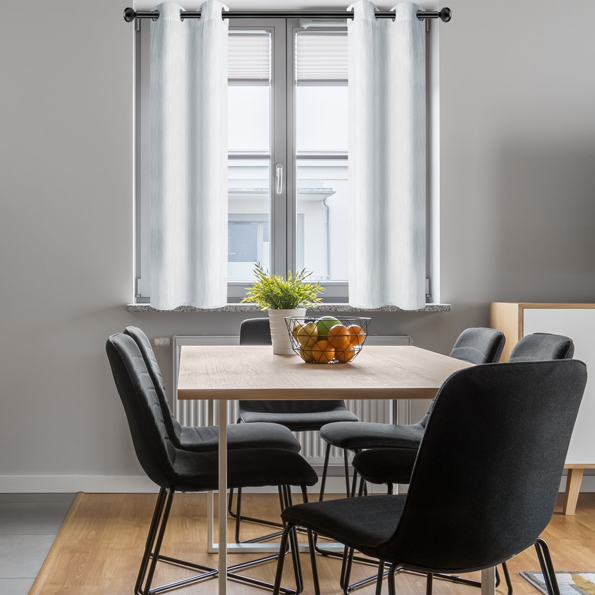 Unique Bargains 2 Panels Kitchen Linen Look Blackout Curtains Light Gray 29"W x 36"L