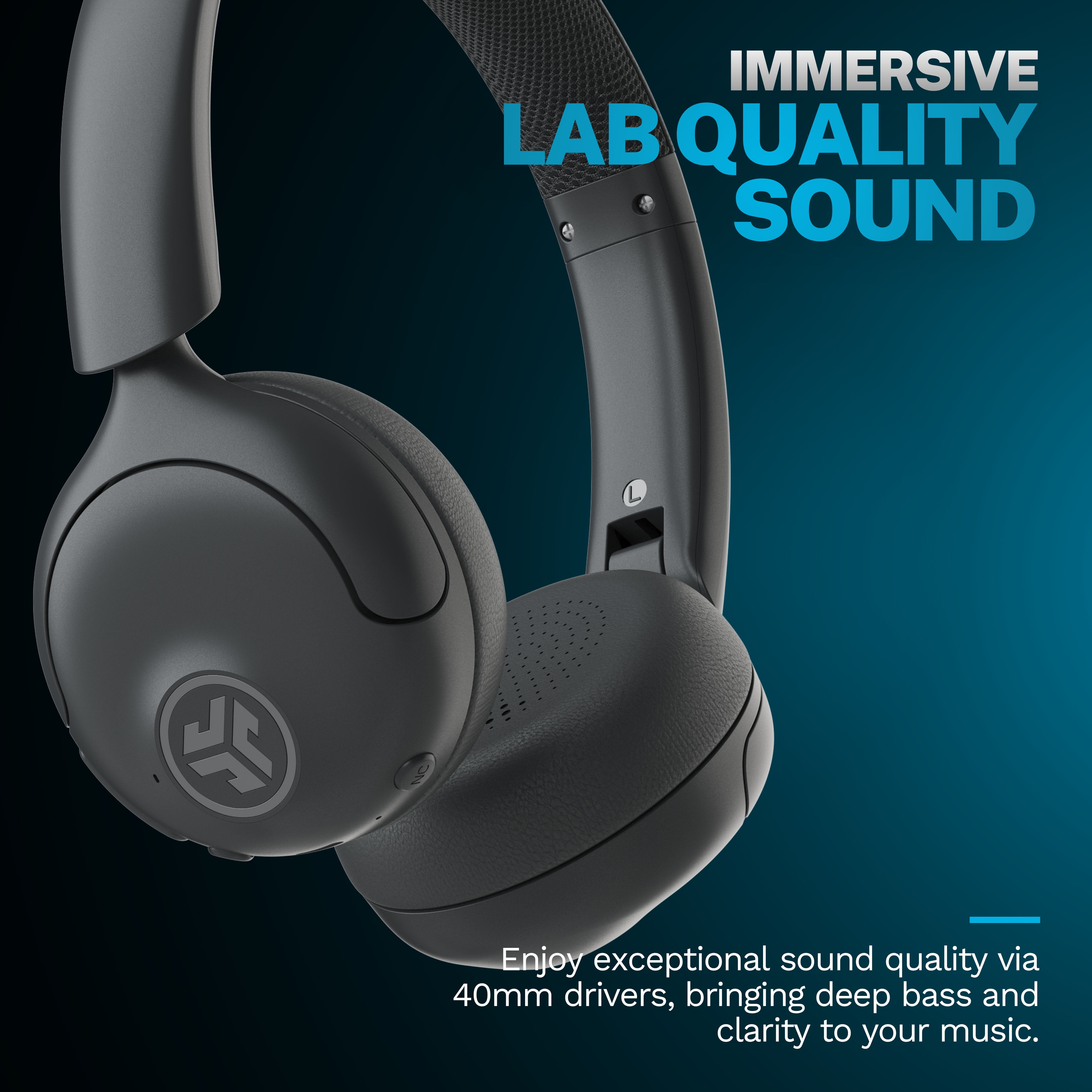 JLab GO Active Noise Canceling Wireless Bluetooth On-Ear Headphones, 70+ Hour Playtime, Graphite