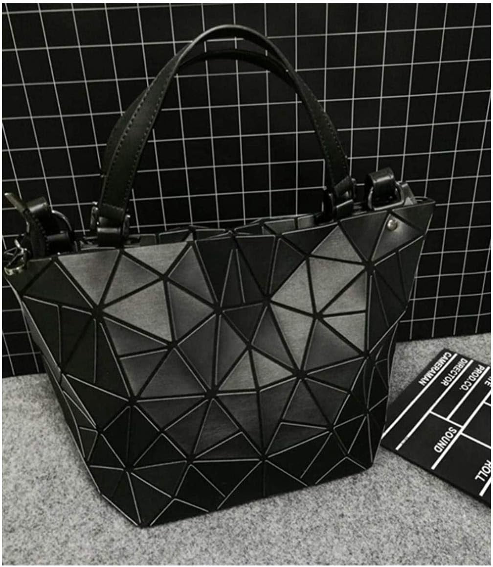 Kwuty Geometric Luminous Purses and Handbags Shard Lattice Eco-Friendly Artificial Leather Rainbow Holographic Purse (Black)