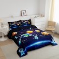 thumbnail image 2 of Outer Space Full Bedding Set Planet Comforter Set, Solar System Bedding Comforter Sets Teens Blue Galaxy Starry Sky Astronaut Print Duvet Insert Universe Themed Quilt 3Pcs, 2 of 5