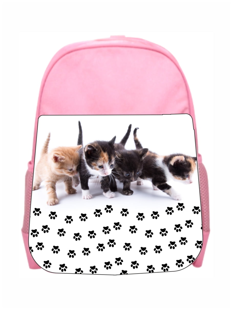 School Backpack Cat Kittens Paws Girls Kids PreSchool Backpack Pink