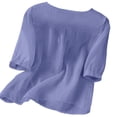 thumbnail image 6 of Guluxicc Floral Embroidered Cotton Linen Shirts for Women Summer 3/4 Sleeve Dressy Casual Loose Blouses Gauze Boho Tunic Tops, 6 of 6