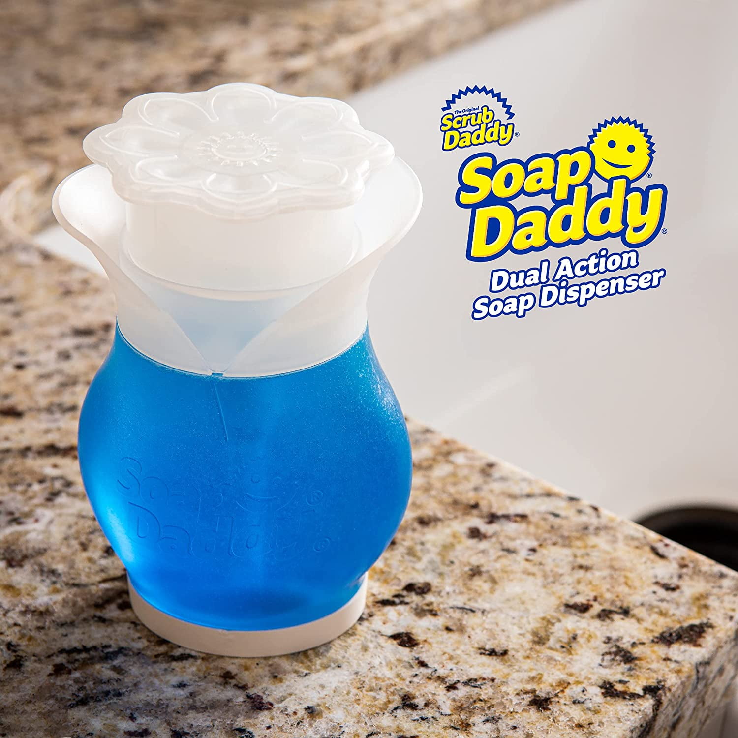 Scrub Daddy 3 Pc set soap dispenser, daddy caddy, scrub daddy Lemon Fresh  sponge