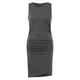 thumbnail image 4 of Sngxgn Women's Long Sleeve Ruched Bodycon Dress Square Neck Party Midi Dresses(Grey,L), 4 of 5