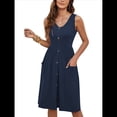 thumbnail image 2 of Vestidos de Verano para Mujer, Sin Mangas, Informales, Holgados, con Botones y Bolsillos Zafiro S, 2 of 9