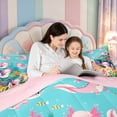 thumbnail image 4 of Manfei Underwater Axolotl King Size Comforter Sets,Ocean Amphibian Print Comforters King Size,Pink Reversible,3 Pieces,1 Comforter and 2 Pillowcases, 4 of 7