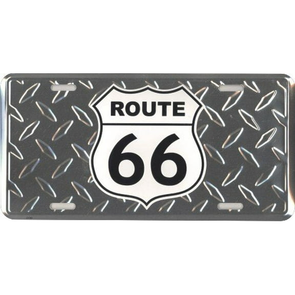 Hangtime Route 66 Route Sign Centered on Diamond Background 6x12 License Plate