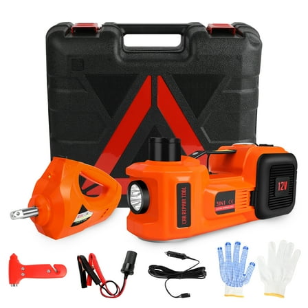 Electric Car Jack Kit 5 Ton 12V with Electric Wrench and Tire Inflator Pump for SUV MPV Sedan Change Tires Garage Repair