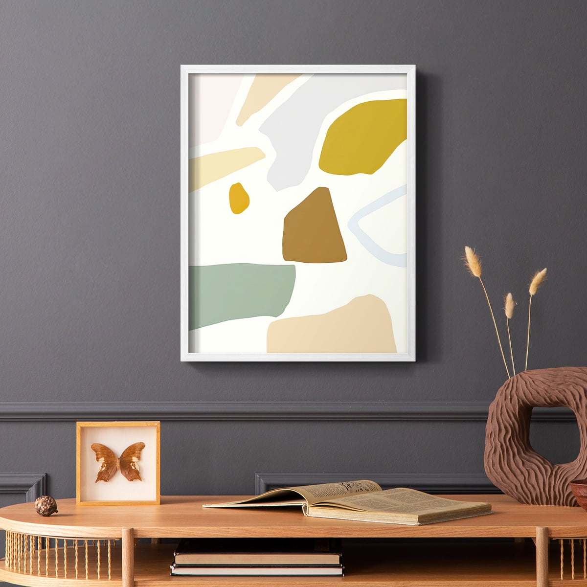 Pastel Splotches II Framed Print in White Solid Wood Framed Print No Nail Hanging