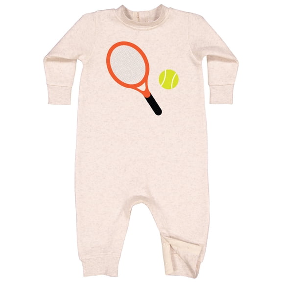 Inktastic Tennis Racket and Ball Baby Fleece Romper