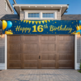 thumbnail image 5 of Blue Backdrop Banner with Golden Glittery Happy 16th Birthday Text Balloons Stars and Gift Elements Birthday Party Decoration Photography Props Party Supplies Backdrop Decorations, 5 of 8