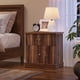 thumbnail image 1 of Yeshouse Mesita de noche moderna de 61 cm con diseño acanalado, mueble auxiliar pequeño con dos cajones y base curva estable, 1 of 8