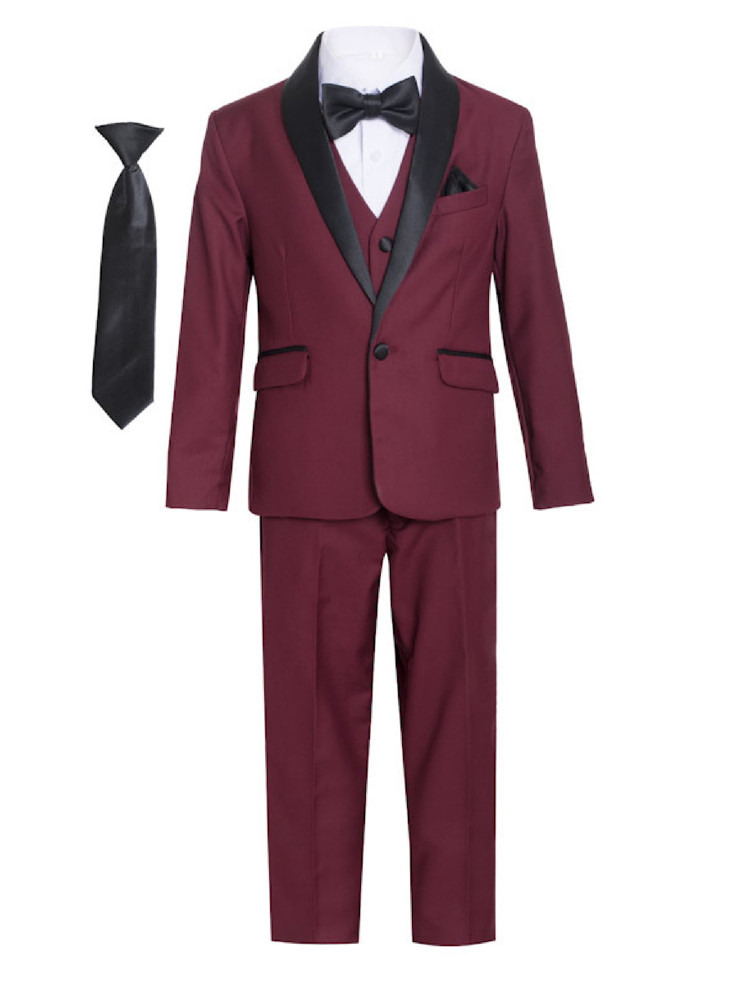 Boys Tuxedo Slim Fit Shawl Collar 7 Piece Formal Suit Set Size 12 Months 18 