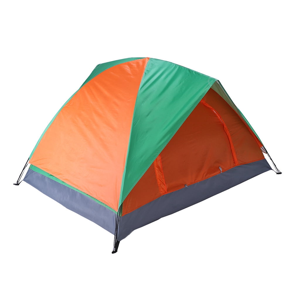 Tcbosik Camping Tent, 2 Person Dome Tent with Rainfly Over and Poles, Outdoor Tent for Camping Festivals Backyard Patio, Orange & Green