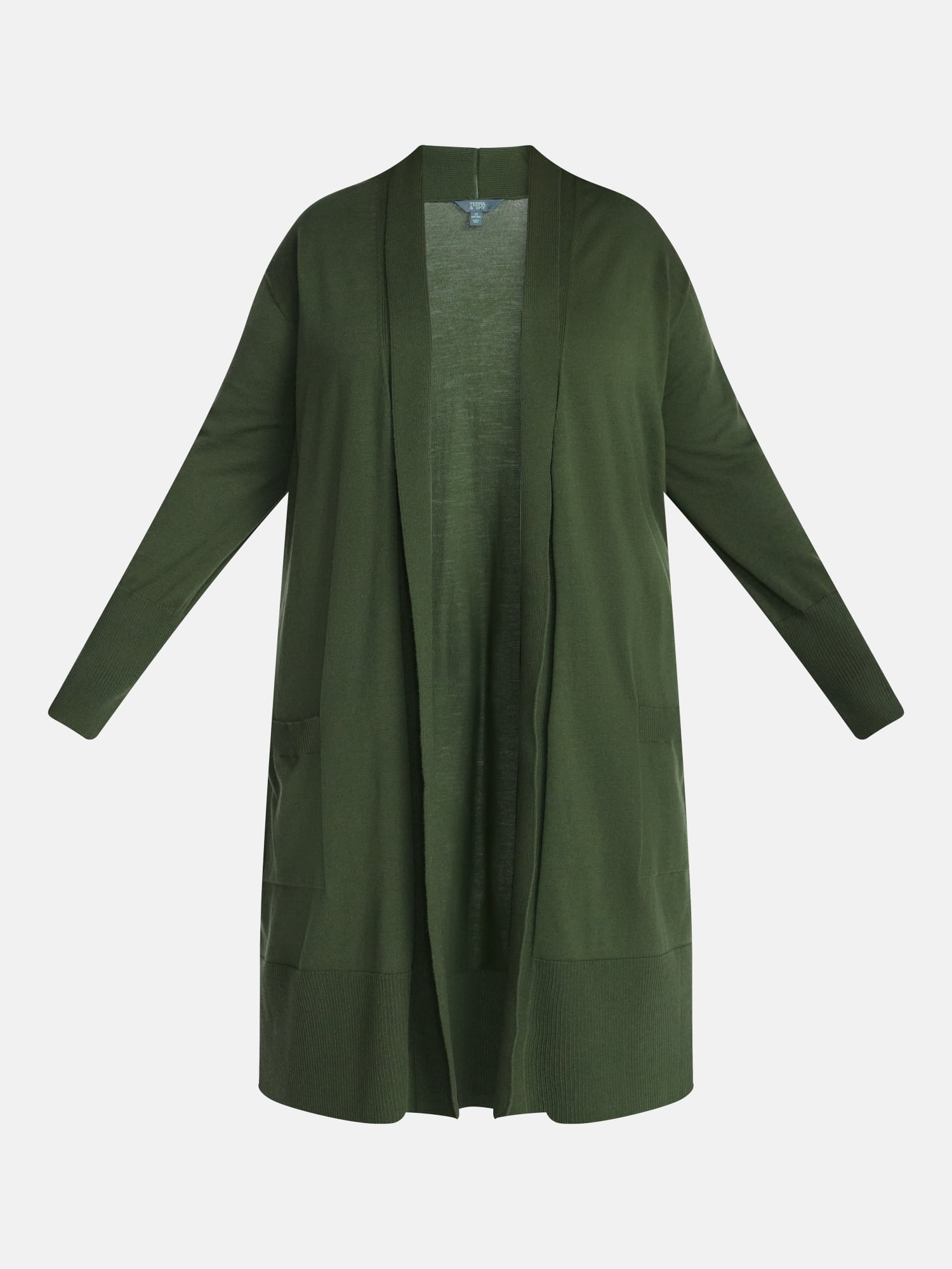 Terra and Sky Women's Plus Core Duster Cardigan with Long Sleeves, Lightweight,Sizes 0X-5X
