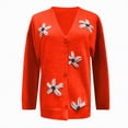 thumbnail image 6 of Towmus Women Flower Print Single- Long Sleeve Knitwear Cardigan Winter V-neck Pullover Cute Cardigan Sweaters, 6 of 6