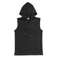 thumbnail image 4 of Sakmal Tank Tops for Men Black Hooded Black Drawstring Camisole Solid with Pockets Sleeveless Shirts for Men, 4 of 7