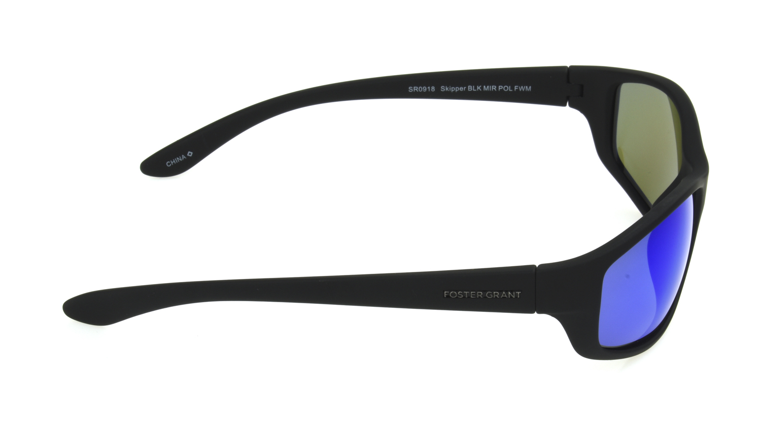 Foster Grant Men's Wrap Sport Sunglasses, Black with Blue Mirror photo 3