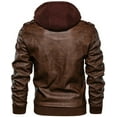 thumbnail image 5 of FEDTOSING Men's Faux Leather Jacket Retro Zip-UP Stand Collar Motorcycle Bomber Jackets with Removable Hood, 5 of 6