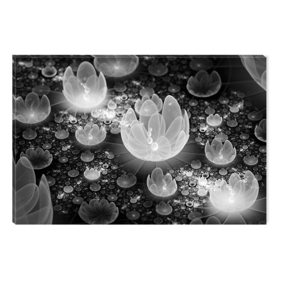 Startonight Canvas Wall Art Black and White Abstract Serenity Water Lilly, Dual View Surprise Artwork Modern Framed Ready to Hang Wall Art 100% Original Art Painting 23.62 X 35.43 inch