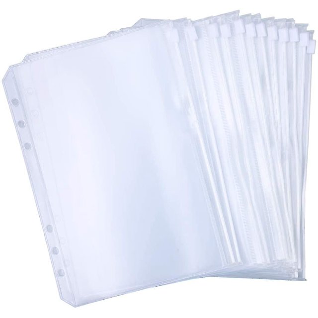 12 bolsillos para carpetas, tamaño A5/a6, carpetas con 6 agujeros, carpetas con cremallera para carpetas de cuaderno de 6 anillas, bolsas de hojas sueltas, bolsa de PVC impermeable