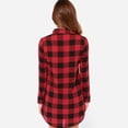 thumbnail image 4 of Chemise à Manches Longues pour Femmes Col Rabattu Imprimé à Carreaux Classique Chemise Longue en Coton Noir Rouge, 4 of 7