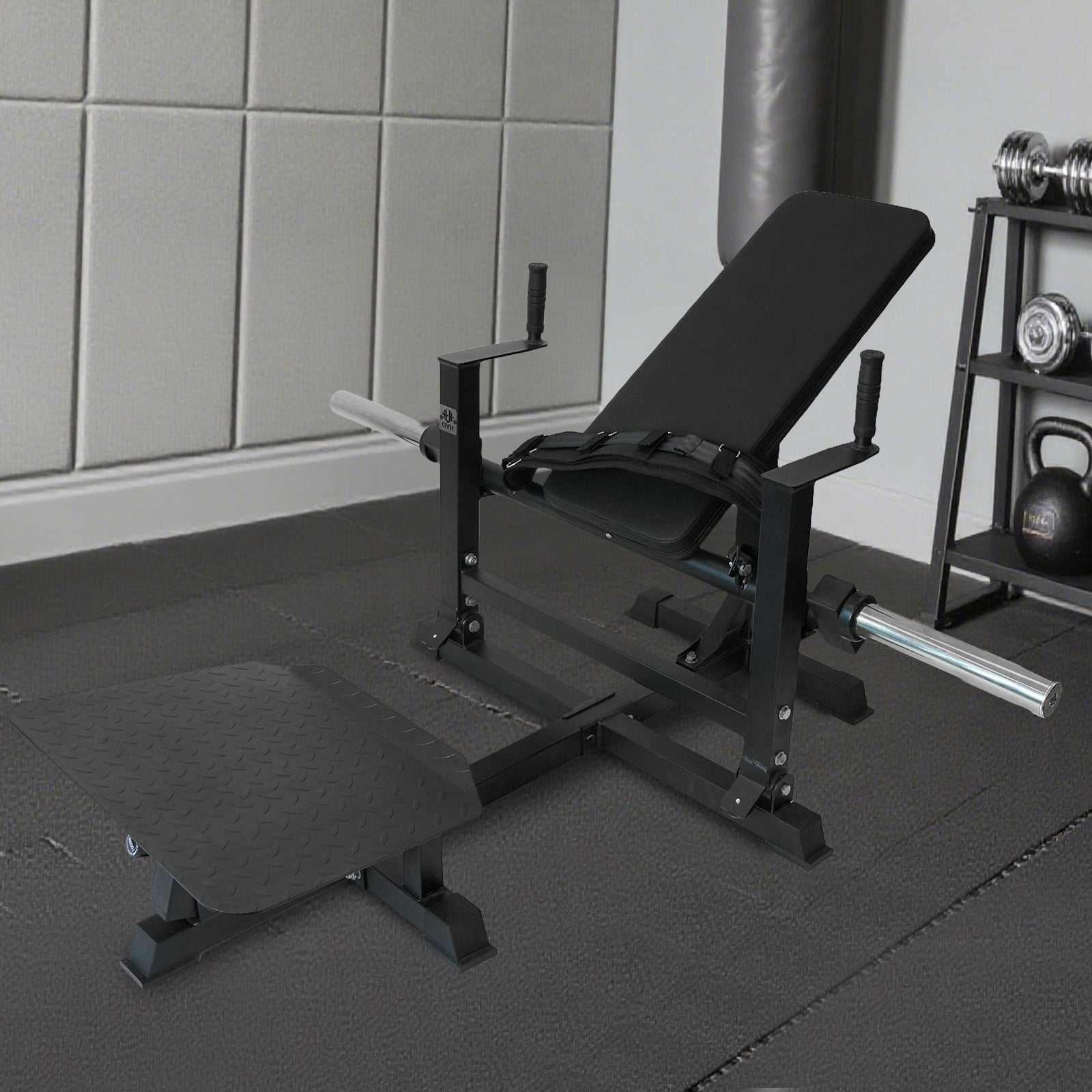 HeeH Hip Thrust Machine Glute Bridge: Heavy Duty Butt Muscle Building and Shaping Exercise Equipment with Adjustable Footboard Workout Home Gym 880LBS Black
