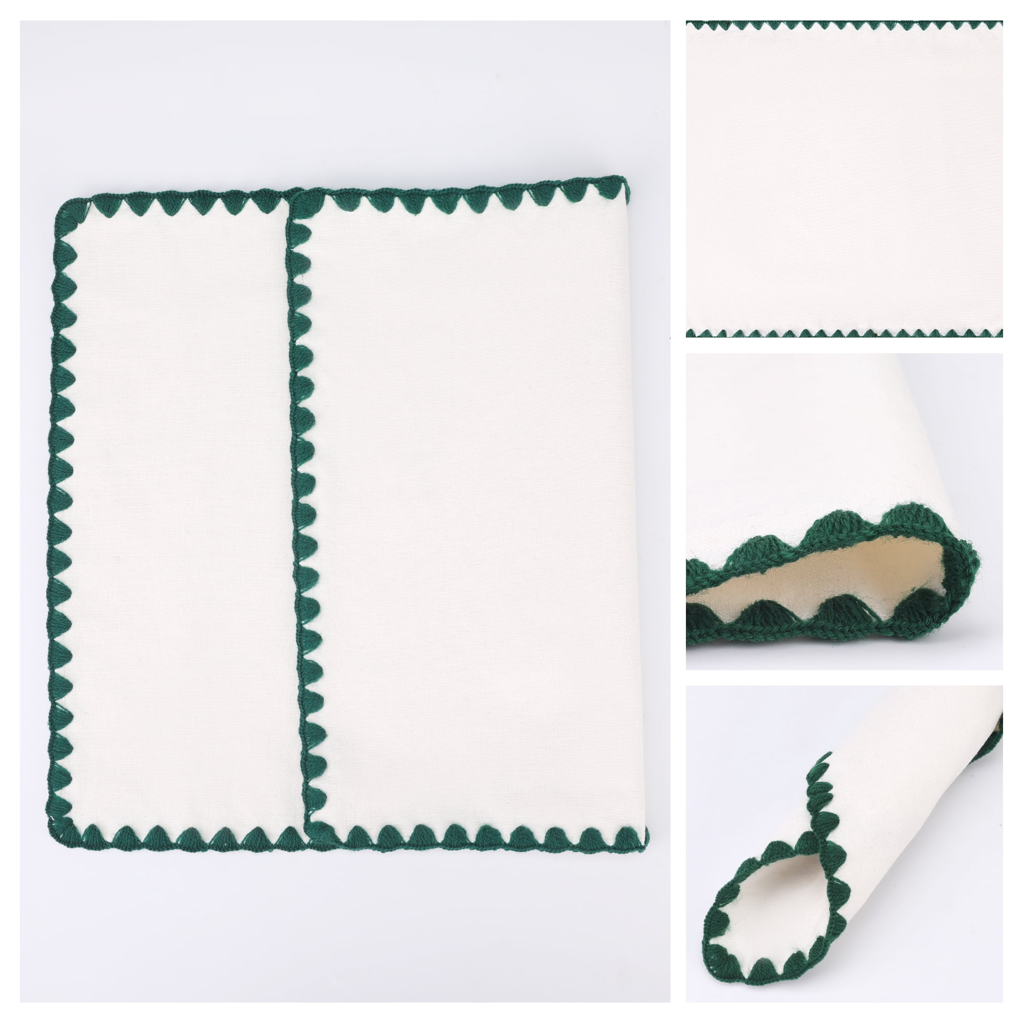 Unique Bargains Farmhouse Set of 4 Linen Placemats for Dining Table Decor Green