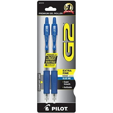 PILOT G2 Premium Refillable & Retractable Rolling Ball Gel Pens, Extra Fine Point, Blue Ink, 2-Pack (31015)