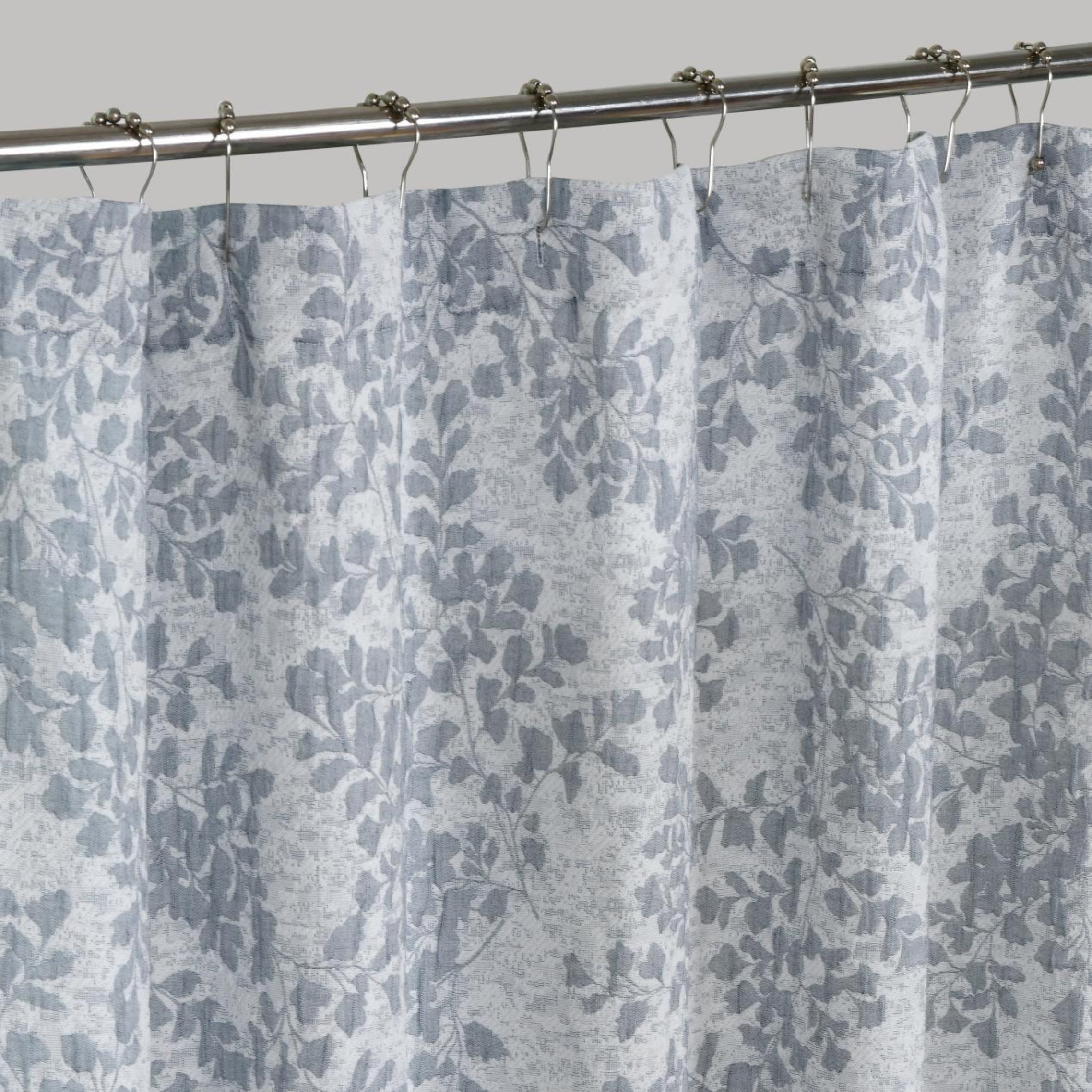 Dainty Home Heather Woven Leaf Jacquard Shower Curtain, Soft Textured Polyester, 72 x 72 Inches