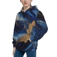 thumbnail image 2 of Fotbe Navy Blue Marble Pattern Youth Pullover Hooded Sweatshirt, Boys Hoodie, Kangaroo Pocket Hoodie for Kids Girls -Medium, 2 of 6