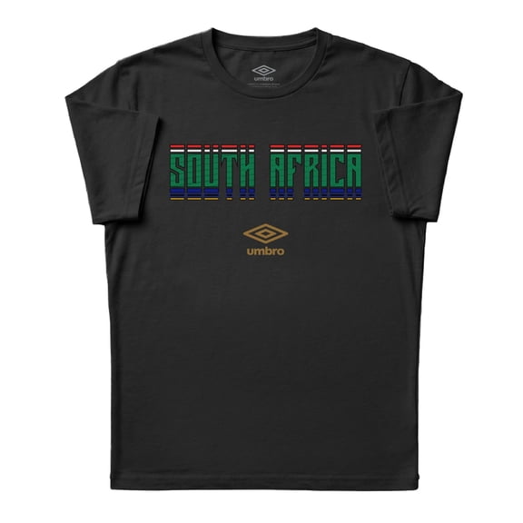Umbro Men's South Africa Stacked Soccer T Shirt (Black, S-XXXL)