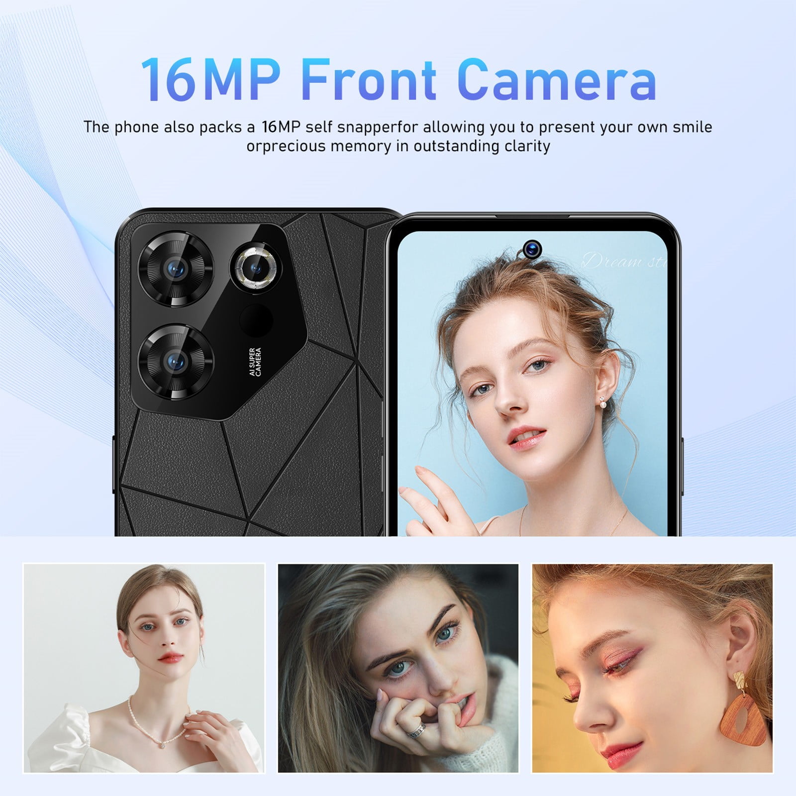 FYTPOV Android Phone, Smart Phone 32GB 6.6 Inch Screen Mobile Phone Sim Facial Unlock Game Music Phone Android System Smartphones, Cell Phones Unlocked