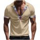 thumbnail image 1 of Blusa y camisa de manga corta con cuello vuelto para hombre, informal, de verano, de poliéster, con cuello vuelto y retazos., 1 of 6