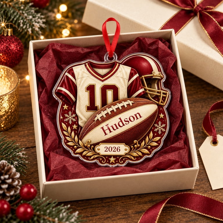 Acrylic Ornament Football Jersey Number 10, Hudson 2026 Holiday Hanging ...