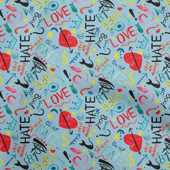 oneOone Silk Tabby Light Blue Fabric Abstracts Fabric For Sewing Printed Craft Fabric By The Yard 42 Inch Wide