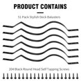 51 Pack 32.28"x1" Black Aluminum Silhouette Balusters, Wave Curved