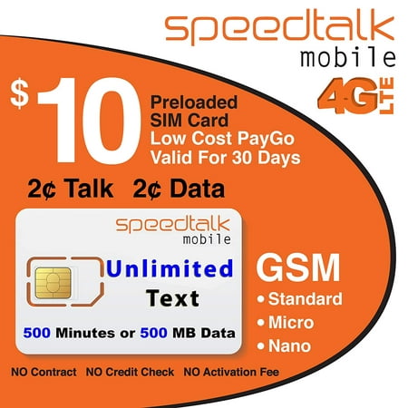 Unlimited Text Standard Micro and Nano Triple Cut SIM Card