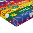 thumbnail image 2 of Ambesonne Hippie Fitted Sheet, Heart Peace, Twin Size, Multicolor, 2 of 3