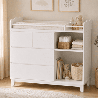 coastal beach changing table dresser South Shore Little Smileys Nursery Table, Removable Station, Wooden Drawers, Metal Slides, Storage, Pure White choose Quartersawn White Oak Category:SATIN BRIDESMAID DRESSES Black Butler Weare A Color:LightYellow