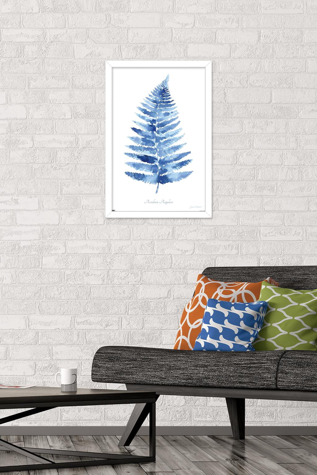 Jean Plout - Indigo Botanical Asoidium Angulare Wall Poster, 14.725" x 22.375" Framed