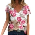 thumbnail image 2 of Hauts d'Été pour Femmes Grande Taille, Blouse Imprimée d'Été pour Femmes, T-Shirts Décontractés à Manches Courtes et Col en V, T-Shirts à Col en V pour Femmes en Liquidation, 2 of 5