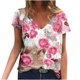 thumbnail image 1 of Blusa estampada de verano para mujer, camisetas casuales de manga corta con cuello en V, camisetas Pompotops  hkajfhjk472449, 1 of 5