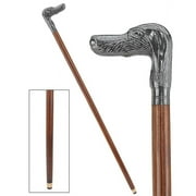 Design Toscano Hunting Dog Cast Metal Handle Hardwood Walking Stick