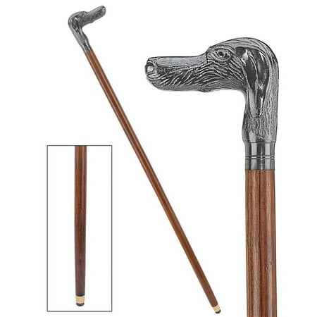 Design Toscano Hunting Dog Cast Metal Handle Hardwood Walking Stick